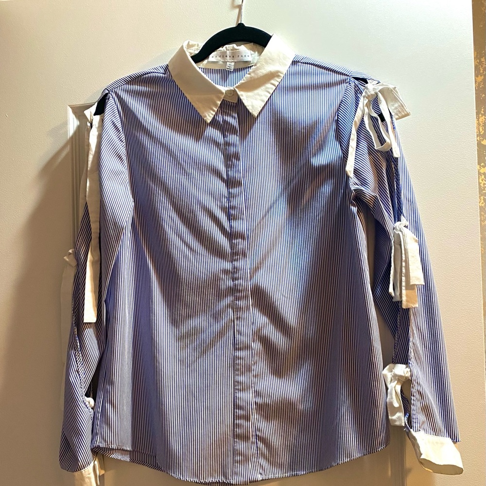 Endless Rose Cutout Bow Button Down Top
